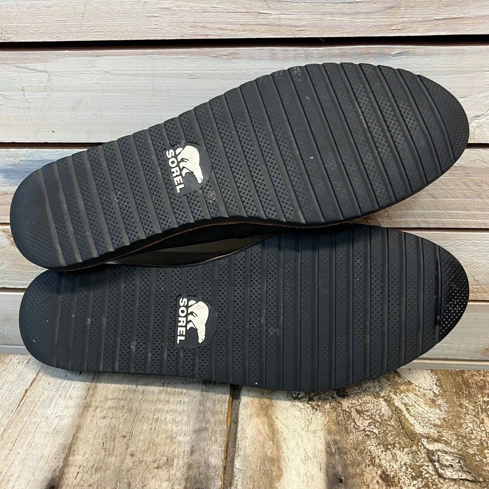 Sorel Black‎ Leather Ella Slip On Flats Minimalist Comfort 10.5 NL3211-010